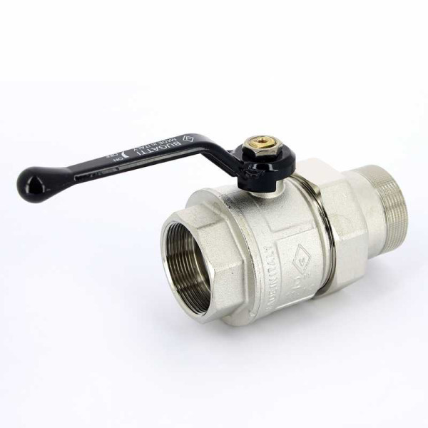 Кран Bugatti 2" шаровый со сгоном New Jersey 920 (черная ручка) (09200008)