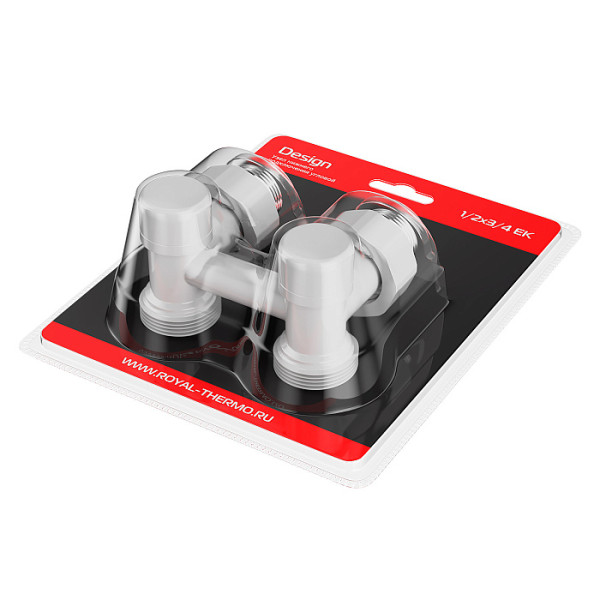 Фитинг двойной угловой со встроенным шаровым краном Royal Thermo Design угловой 1/2"х3/4"EK (белый) (RANDU11234WH) Фитинг двойной угловой со встроенным шаровым краном Royal Thermo Design угловой 1/2"х3/4"EK (белый) (RANDU11234WH)