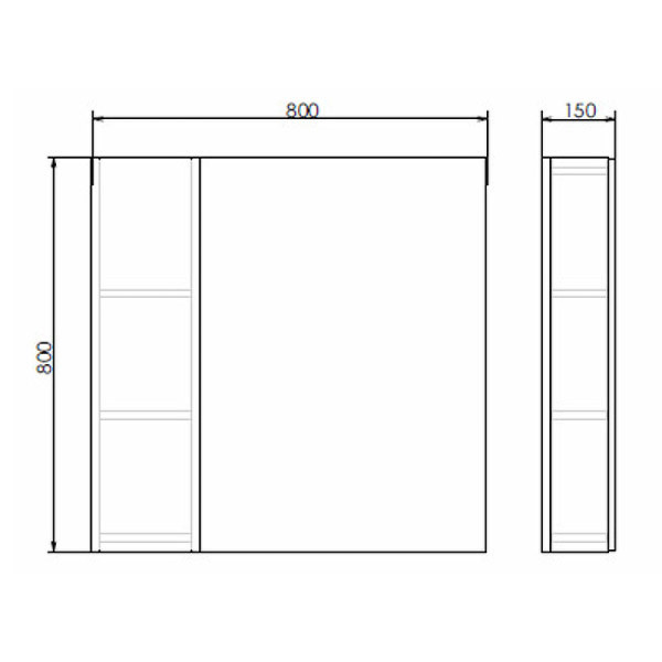Шкаф зеркальный Comforty Тромсе 800x150x800 дуб сонома (00004142222)