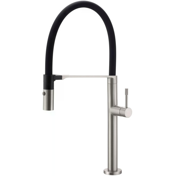 Смеситель для кухни Boheme Kitchen Никель с гибким изливом (114-NB)