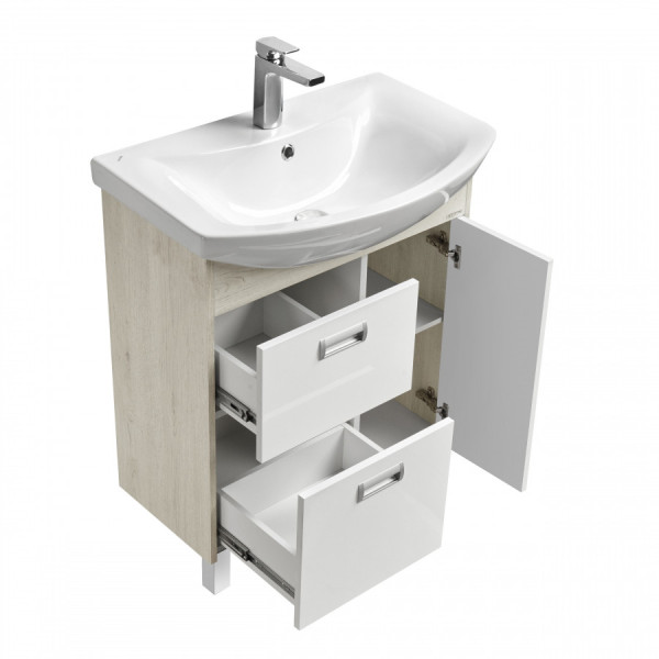 Тумба напольная Aquaton Бекка PRO 652x312x700 белый, дуб сомерсет (1.A208.7.01B.AC2.0)