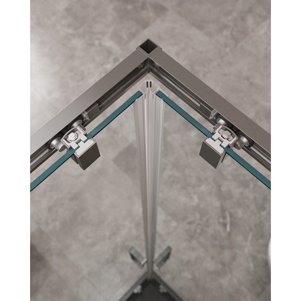 Душевой уголок Cezares Molveno 120x120x195 стекло прозрачное, профиль оружейная сталь (MOLVENO-A-22-90+30-C-GM-IV)