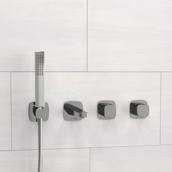 Смеситель для ванны и душа встраиваемый с лейкой и изливом WasserKRAFT хром (A8651.312.314.326.087.103)