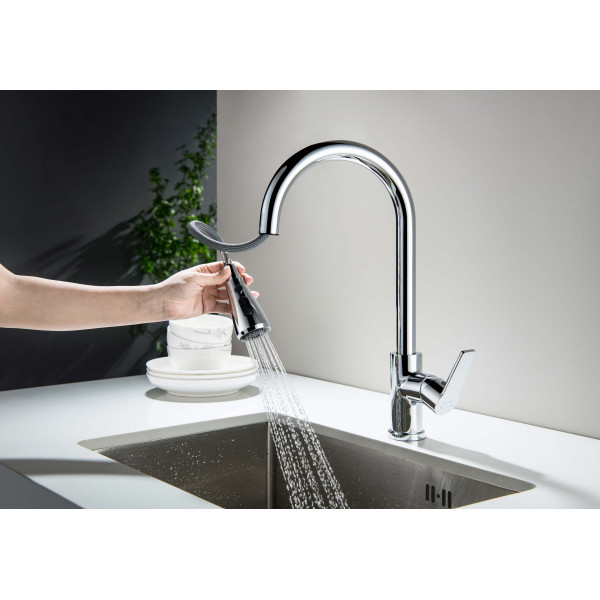 Смеситель для кухни Aquatek Лугано с вытяжным изливом хром (AQ1784CR) Смеситель для кухни Aquatek Лугано с вытяжным изливом хром (AQ1784CR)