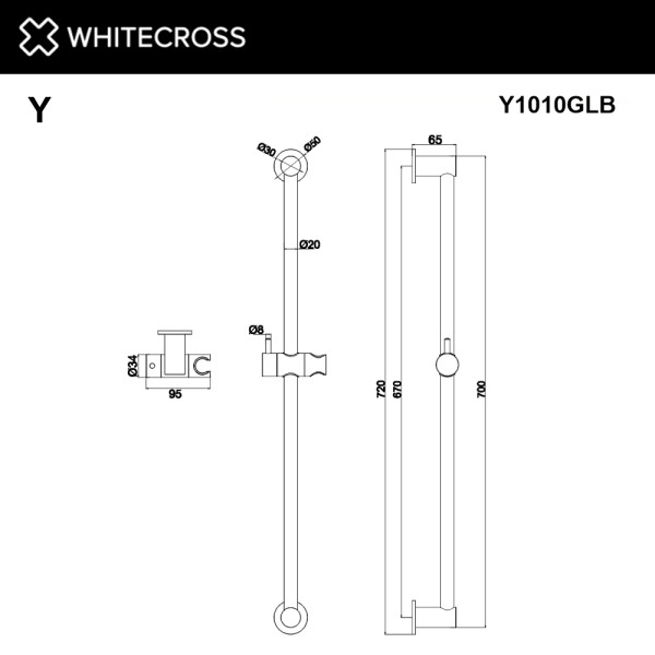 Штанга для душа Whitecross золото (Y1010GL) Штанга для душа Whitecross золото (Y1010GL)