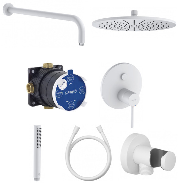 Душевой комплект 7 в 1 Kudi BOZZ верхний душ 300 мм белый матовый (386585376) Душевой комплект 7 в 1 Kudi BOZZ верхний душ 300 мм белый матовый (386585376)