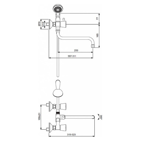 Cмеситель для ванны и душа Vidima Квадро (BA248AA) Cмеситель для ванны и душа Vidima Квадро (BA248AA)
