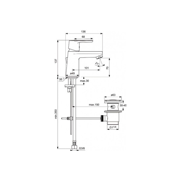 Смеситель для раковины Ideal Standard Vito (B0405AA)