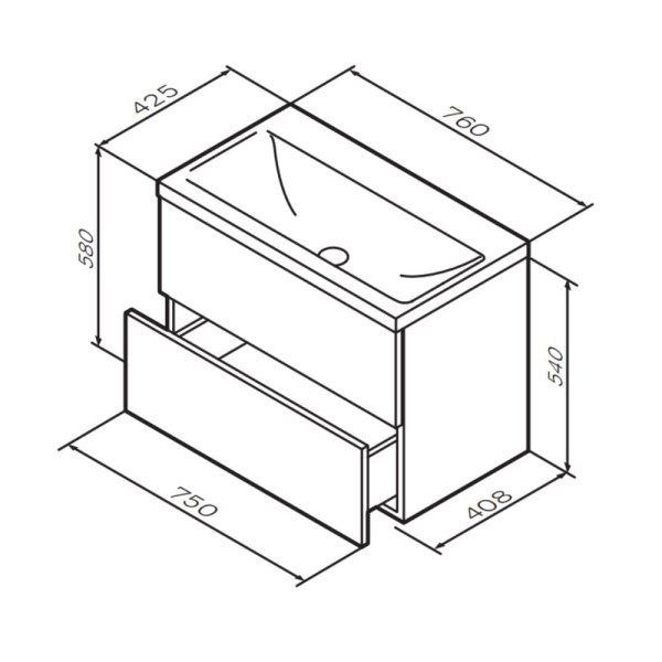 Тумба подвесная AM.PM Gem 75x54 2 ящика, орех (M90FHX0752HF)