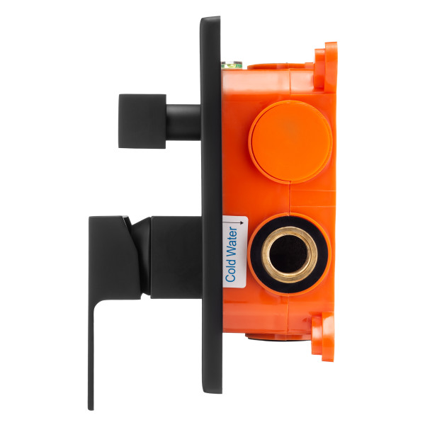 Смеситель для душа встраиваемый Swedbe Platta подключение на 2 выхода в монтажном боксе черный (5519B)