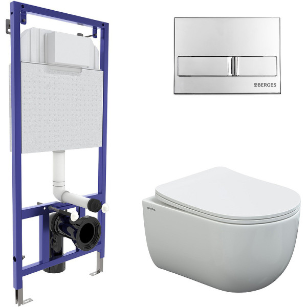 Комплект инсталляция с унитазом Berges Novum525 c с кнопкой L3 хром глянец, унитаз VENTAS Rimless, сиденье Ventas Slim SO (043237) Комплект инсталляция с унитазом Berges Novum525 c с кнопкой L3 хром глянец, унитаз VENTAS Rimless, сиденье Ventas Slim SO (043237)