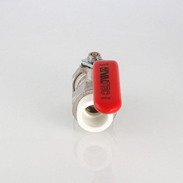 Кран шаровой с двумя переходами на PP-R 25 мм Valtec (латунь, белый) VTp.745.0.025 Кран шаровой с двумя переходами на PP-R 25 мм Valtec (латунь, белый) VTp.745.0.025