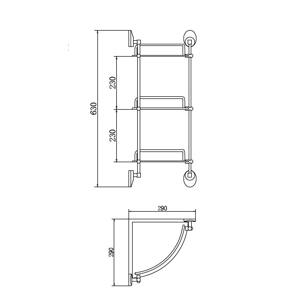 Полка Fashun стекл 3-ярусная угловая 250x250 (A1607-3)