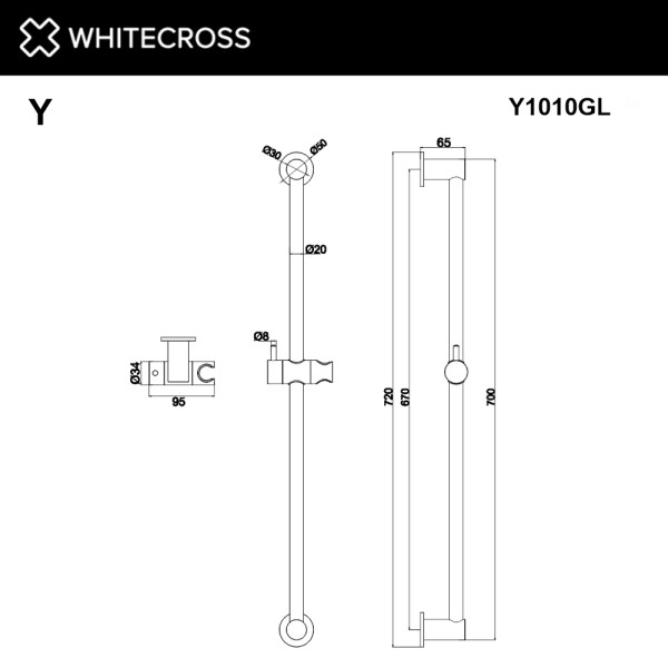 Штанга для душа Whitecross брашированное золото (Y1010GLB)