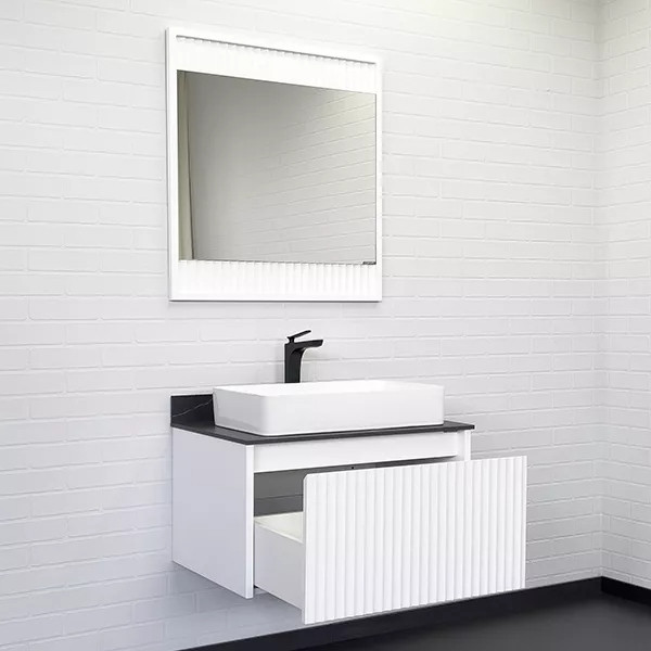 Тумба подвесная Comforty Марсель 750x500x530 белый матовый/калакатта Блэк (00-00013396)