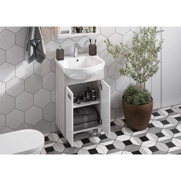 Тумба напольная Aquaton Бекка PRO 466x309x700 белый, дуб сомерсет (1.A210.8.01B.AC2.0)