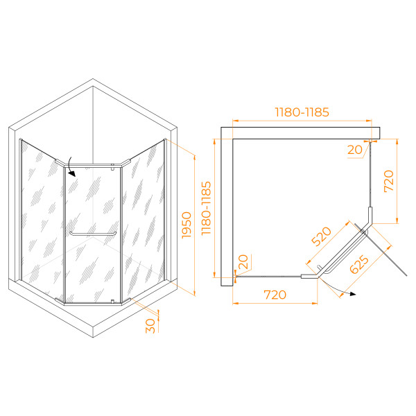 Душевой уголок RGW Passage 120x120 стекло прозрачное, профиль черный (35088122-14)