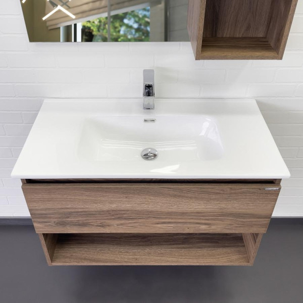 Тумба подвесная с раковиной Comforty Бордо 900x465x550 дуб темно-коричневый (00-00019288)