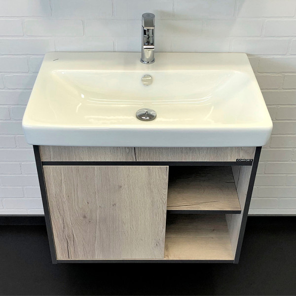 Тумба подвесная с раковиной Comforty Вена 700x450x610 дуб дымчатый (00-00008929)