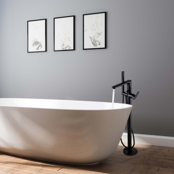 Смеситель напольный Aquatek Ника черный матовый (AQ1845MB)