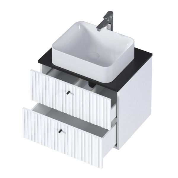 Тумба подвесная 1Marka Desire 600x500x487 белый + черная столешница (Ц0000026589)