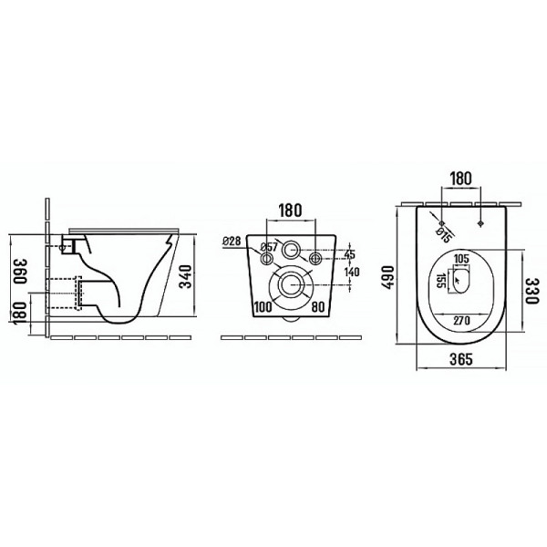 Унитаз подвесной Atrio безободковый с сиденьем микролифт 490x365x360 (AZ-2330)