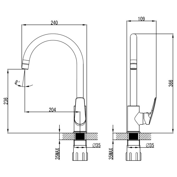 Смеситель для кухни Azario Tavira хром (AZ-WKE56411C-X63)