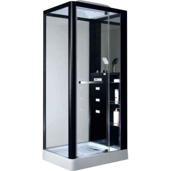 Душевая кабина с гидромассажем Grossman 100x80 стекло прозрачное, профиль черный (GR-222) Душевая кабина с гидромассажем Grossman 100x80 стекло прозрачное, профиль черный (GR-222)