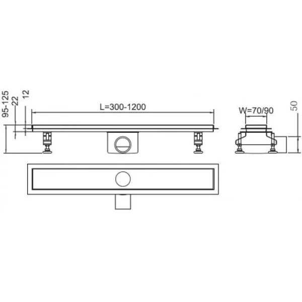 Душевой лоток RGW SDR-01-80-E1 на ножках, с решеткой хром (21210180-01)