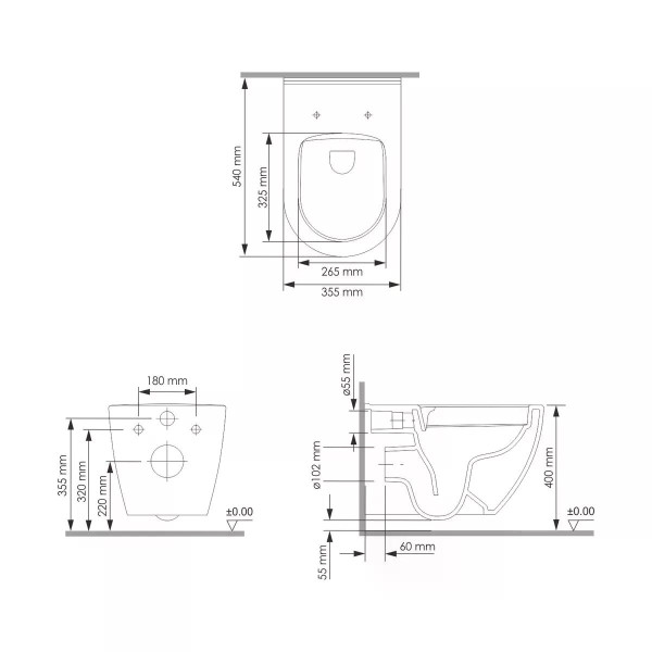 Комплект инсталляция с унитазом WasserKRAFT Alme с клавишей смыва золото матовое c сиденьем дюропласт (15TLT.010.ME.MG04.H002)