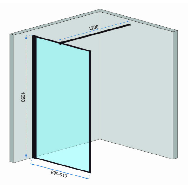 Душевое ограждение Rea Bler 90x195 стекло прозрачное, профиль чёрный матовый (REA-K7638)
