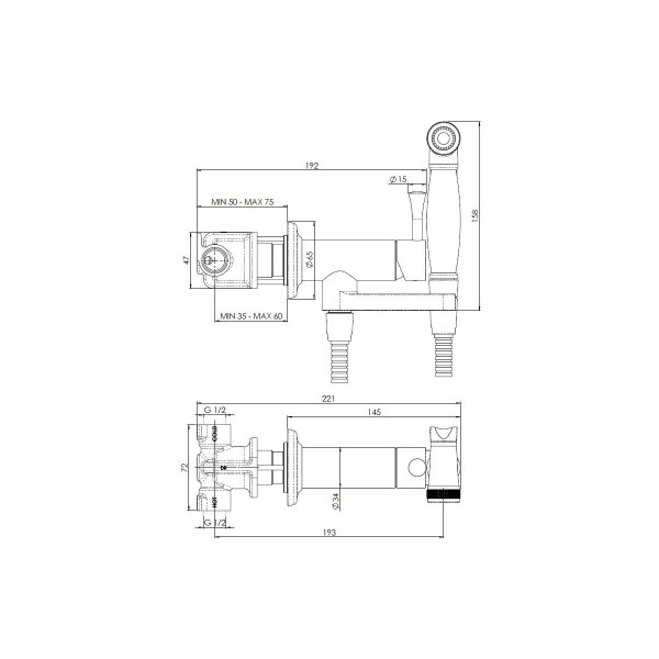 Смеситель с гигиеническим душем Nobili с внешняя и внутренняя часть золотой (AV00610BR)