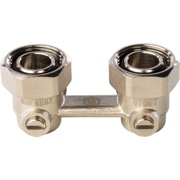Фитинг двойной угловой со встроенным шаровым краном 3/4" Stout (для двухтрубной системы) SVH-0004-000020 Фитинг двойной угловой со встроенным шаровым краном 3/4" Stout (для двухтрубной системы) SVH-0004-000020
