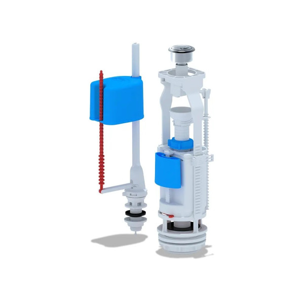 Арматура для смывного бачка АНИ (нижний подвод 1/2" (пластик), 2-уровня, кнопка мет. эконом) АНИ пласт (WC3550M)