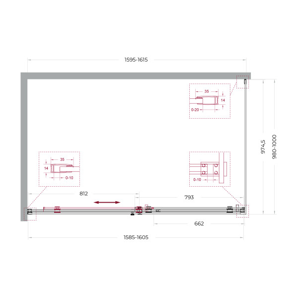 Душевой уголок BelBagno Soft Close-2 160x100x200 стекло прозрачное, профиль оружейная сталь матовая (SOFT_CLOSE-2-AH-1-160/100-C-GM)