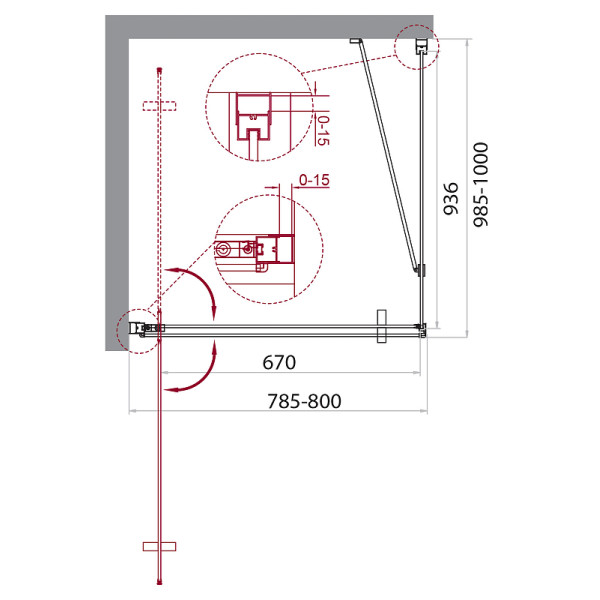 Душевой уголок BelBagno Marmi 80x100x195 стекло прозрачное, профиль хром (MARMI-AH-1-80/10-C-Cr)