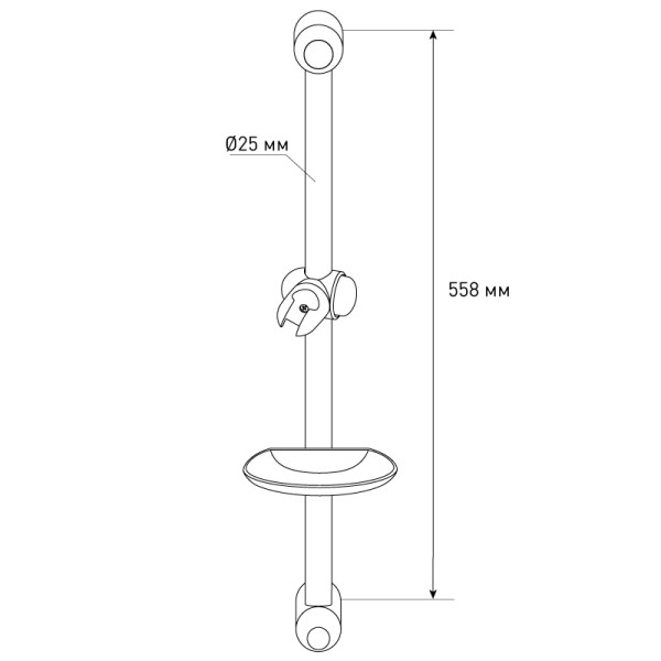 Душевая стойка Melodia с мыльницей d25, L=600 нерж., ABS, хром (MKP20036BL) Душевая стойка Melodia с мыльницей d25, L=600 нерж., ABS, хром (MKP20036BL)