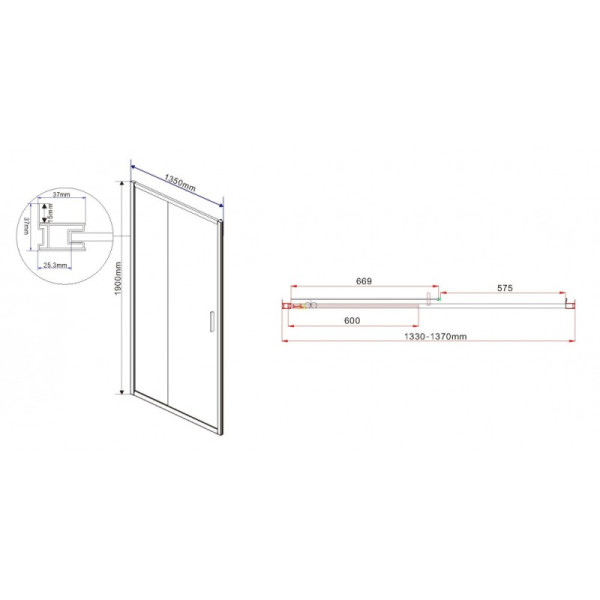Душевая дверь Vincea Garda VDS-1G 1350х1900 стекло прозрачное, профиль хром (VDS-1G135CL)