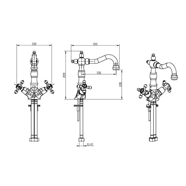 Смеситель для раковины Boheme Tradizionale Cromo CR (хром) (272) Смеситель для раковины Boheme Tradizionale Cromo CR (хром) (272)