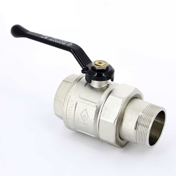 Кран Bugatti 2" шаровый со сгоном New Jersey 920 (черная ручка) (09200008)