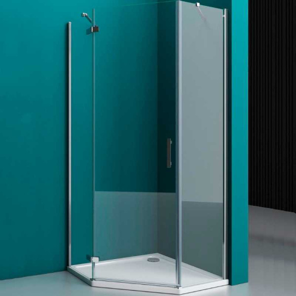 Уголок душевой Belbagno Kraft 90x195 стекло прозрачное с рисунком, профиль хром (KRAFT-P-1-90-C-Cr-L)