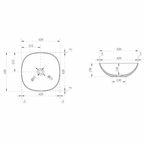 Раковина накладная ABBER Kristall 43x43 коричневая (AT2806Opal)