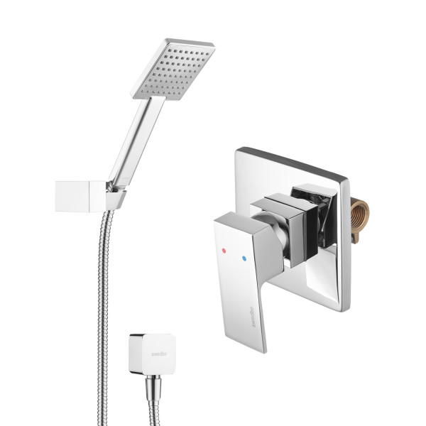 Смеситель для душа встраиваемый Swedbe Platta с душевым комплектом хром (5534)