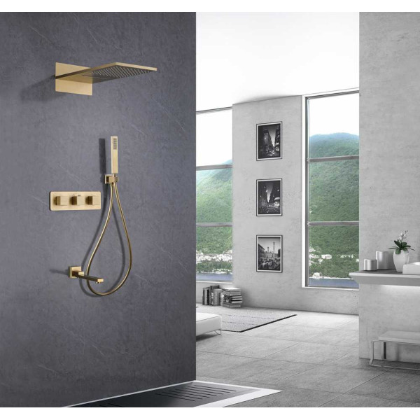 Душевая система Abber Daheim золото матовое (AF8253G)