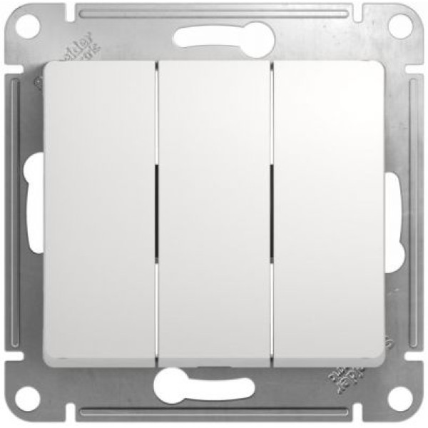 Выключатель трехклавишный "Glossa" (белый, сх.3, в рамку) Выключатель трехклавишный "Glossa" (белый, сх.3, в рамку)