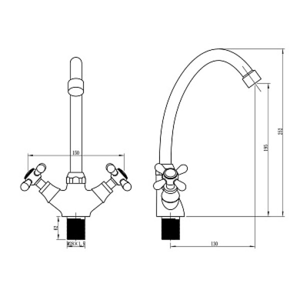 Смеситель для кухни S49-301 хром, высокий излив Ligeya (S49-301 Ligeya)