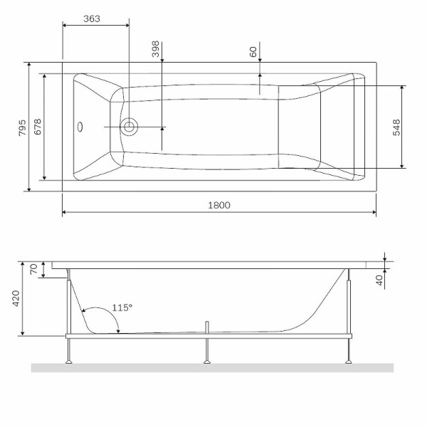 Каркас для ванны AM.PM Gem 180х80 (W93A-180-080W-R)