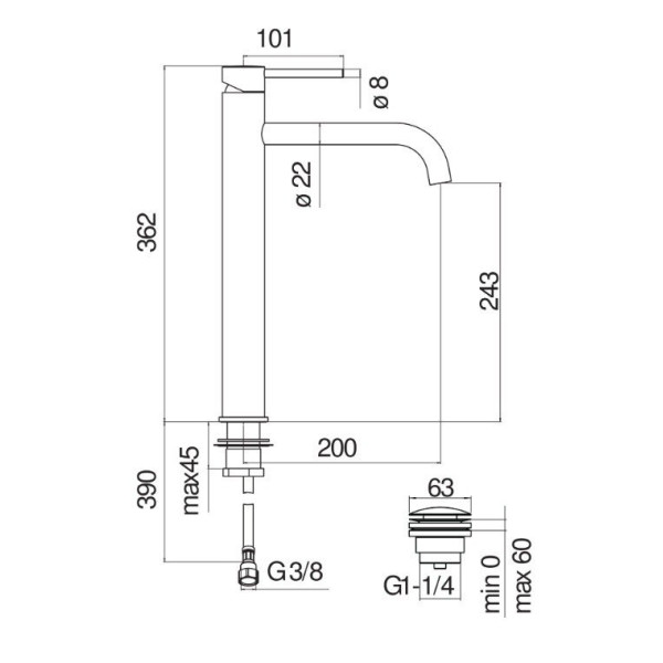 Смеситель для раковины Nobili Live черный (LV00128/2BM)