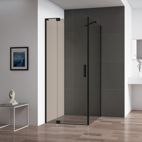 Душевой уголок Cezares Slider 100x80x195 стекло бронза, профиль черный (SLIDER-AH-1-80-100/110-BR-NERO)