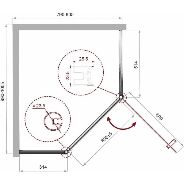 Душевой уголок BelBagno Uno-195 100x80x195 стекло прозрачное, профиль хром (UNO-195-PH-1-10/80-C-Cr) Душевой уголок BelBagno Uno-195 100x80x195 стекло прозрачное, профиль хром (UNO-195-PH-1-10/80-C-Cr)